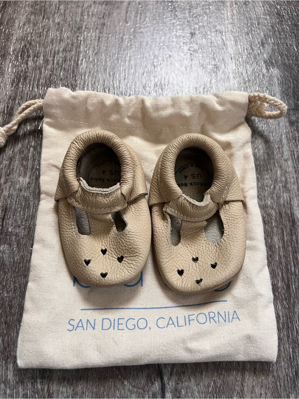 Baby Leather T-Strap Walker Shoes in Tan